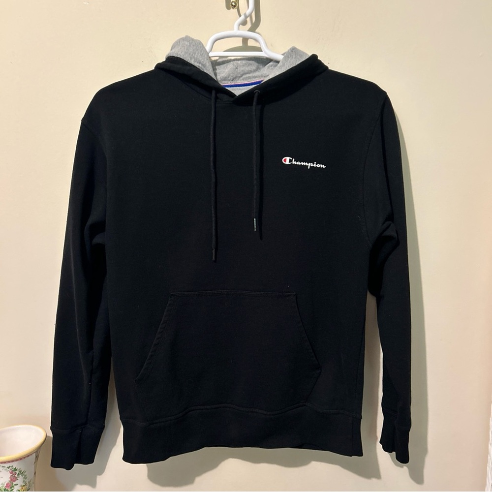 Champion Black and Gray Hoodie Sweatshirt Men’s Medium Classic Reverse Weave